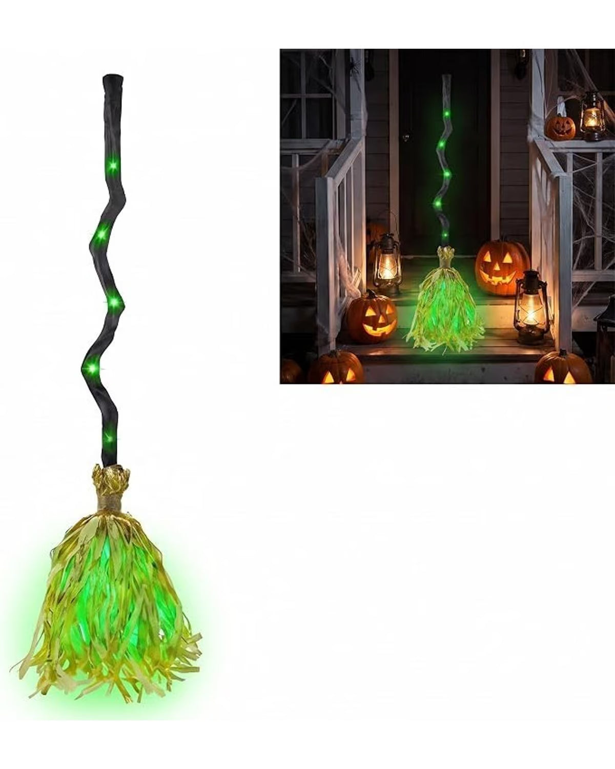 35" Halloween Floating Witch's Broom, Light-Up