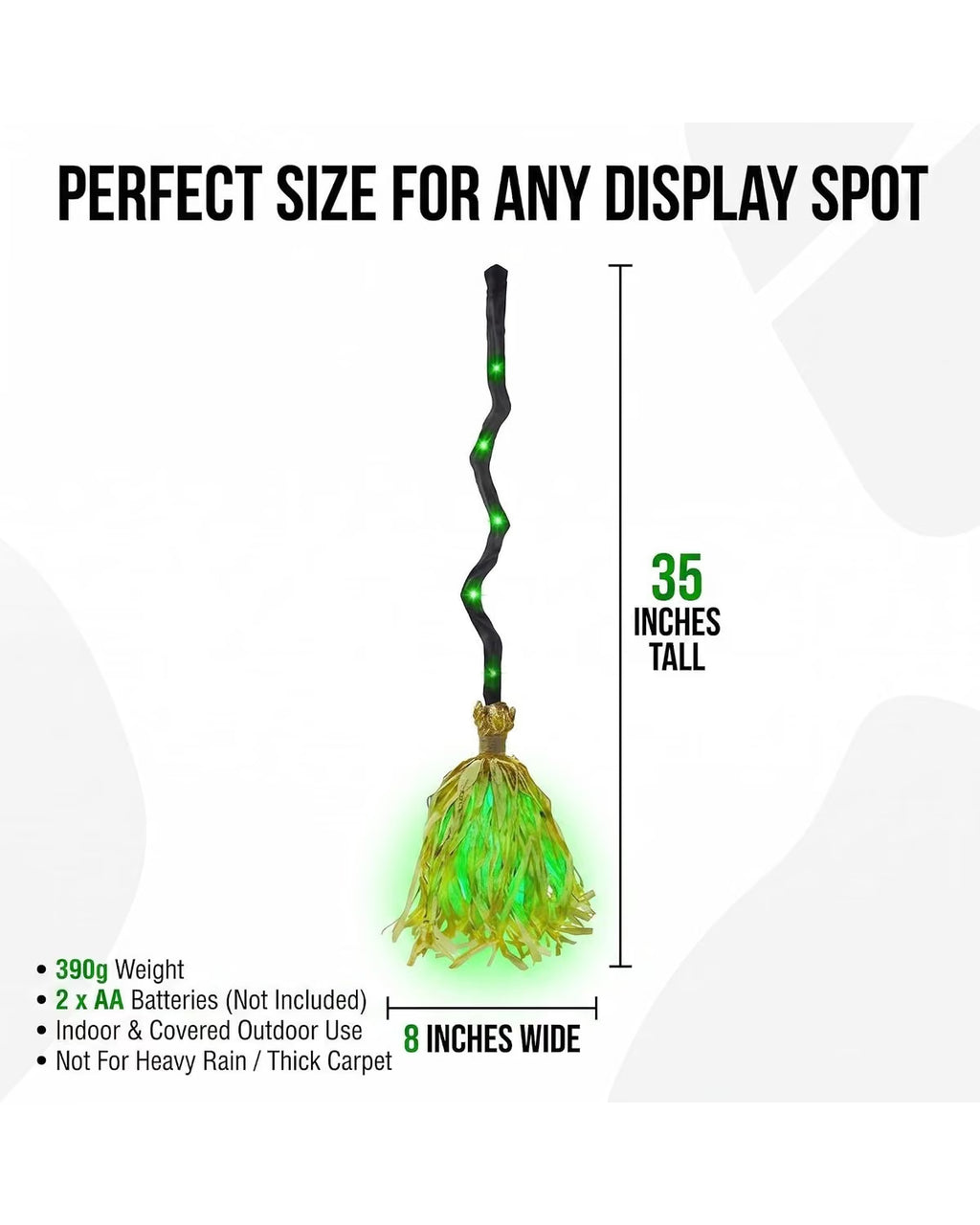 35" Halloween Floating Witch's Broom, Light-Up