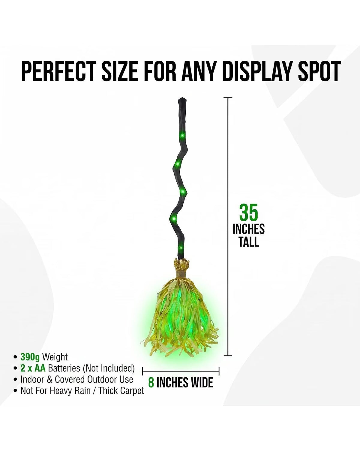 35" Halloween Floating Witch's Broom, Light-Up