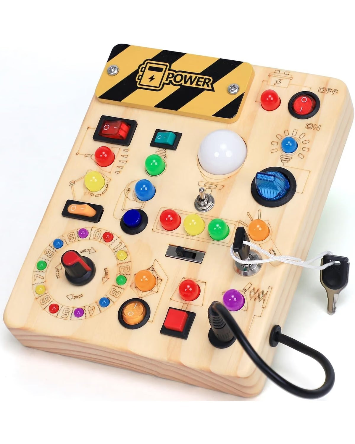 Montessori Busy Board with LED Light Switches