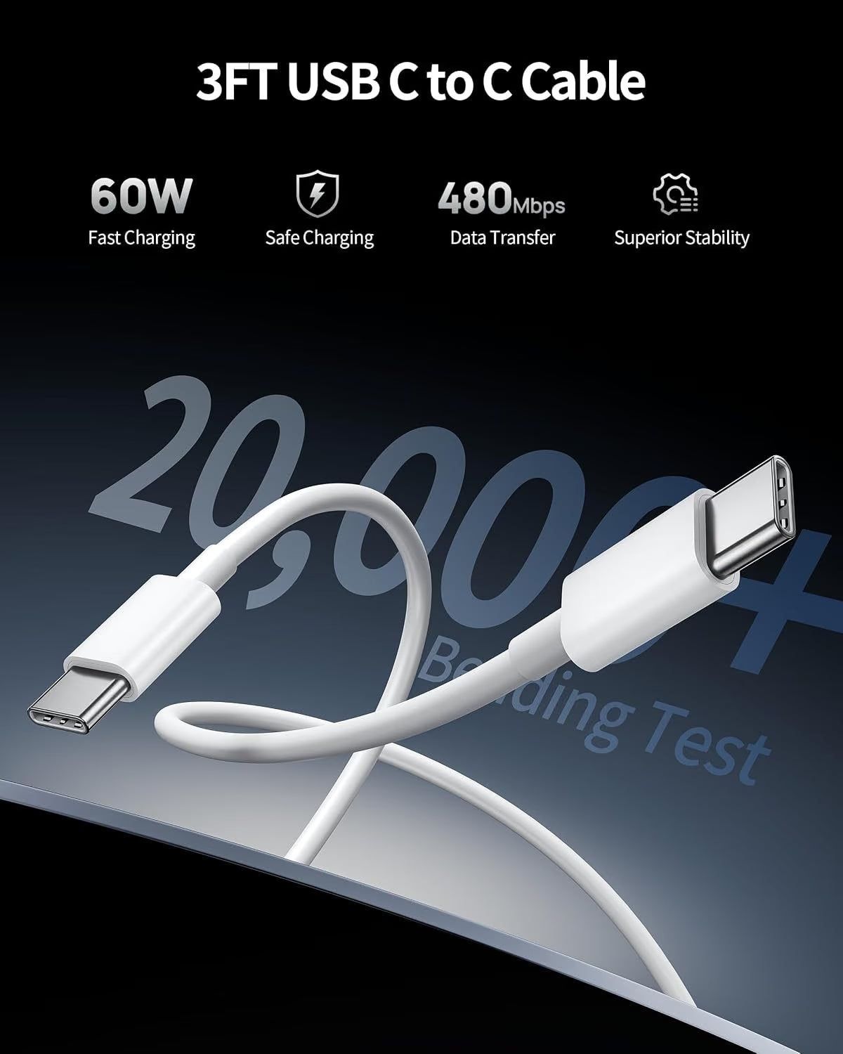 67W Fast USB-C Car Charger with Cable