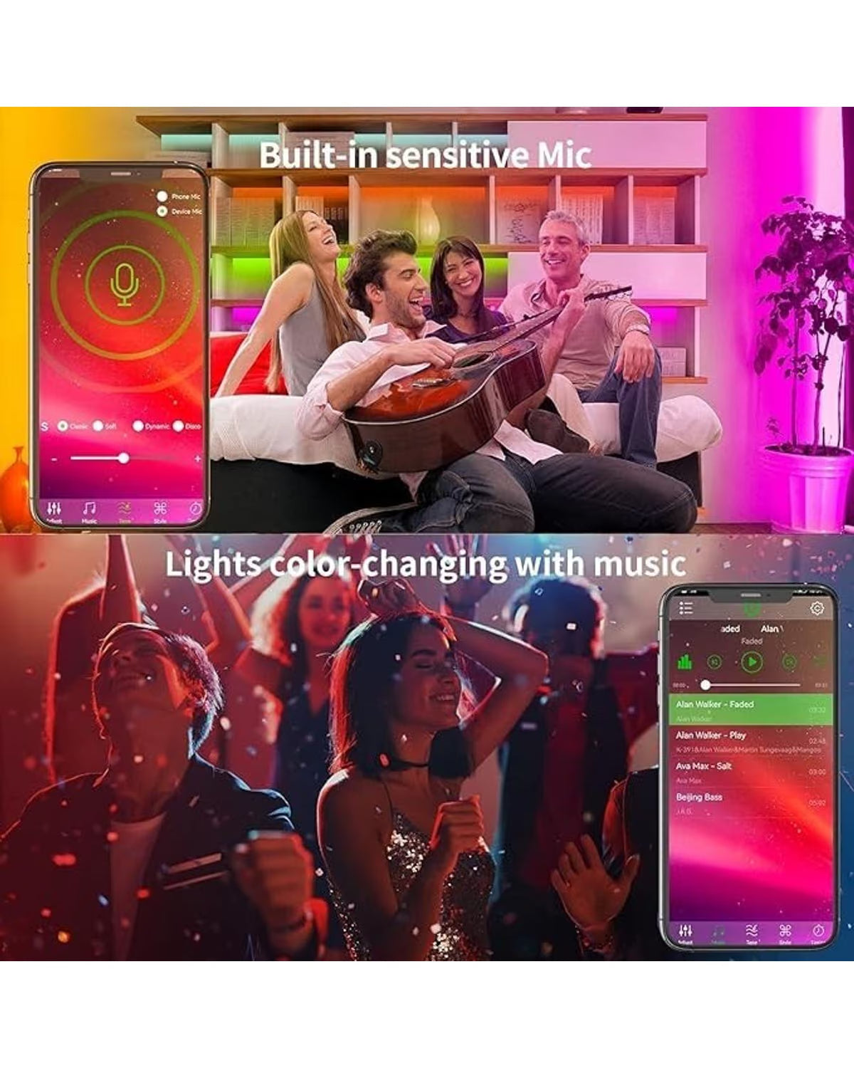 101 ft RGB LED Strip Lights with Music Sync