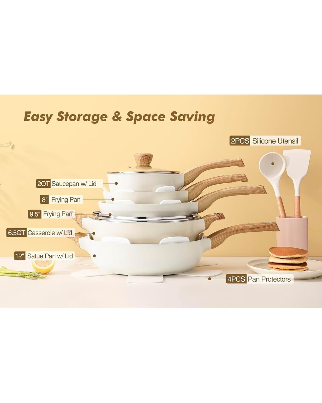 SENSARTE Ceramic Nonstick Cookware Set, 14-Piece