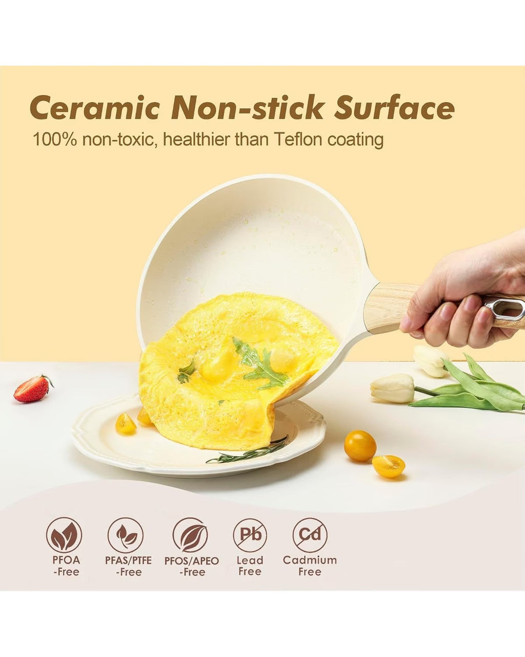 SENSARTE Ceramic Nonstick Cookware Set, 14-Piece